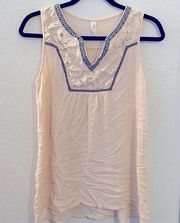 L Love Cream Boho  Tank Top Size Large k