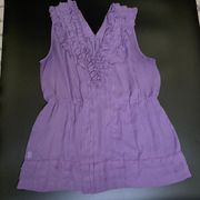 LOFT Lavender Sheer Ruffle Size Medium