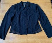 VTG R&K Evening Shoulder Padded Button up Black Formal Blazer Blouse, Size L