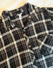 Sonoma Black and Pink Casual Plaid Button Down Womens size XXL