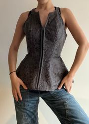 Grey Purple Snakeskin Peplum Vest