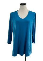 Slinky Brand Blue Jersey Stretchy Top L