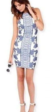 NWOT Porcelain Doll Blue and White Print Halter Dress