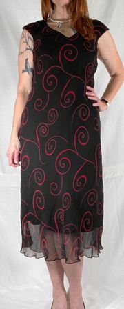 90’s Vintage ‘’ Black Abstract Pattern Bias Cut Maxi Dress