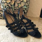 Colin Stuart navy strappy leather heel sz 10