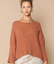 POL Clothing Cozy Chenille Slouchy Berber Sweater Blanket Soft Camel SIZE MEDIUM
