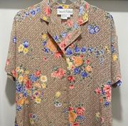 Vintage Diane Von Furstenberg Hawaiian Tropical Floral Print Silk Blouse