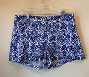 For Design Nation Blue White Scroll Print Shorts Size 8