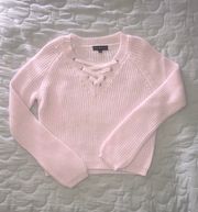 Pink Knit Lace-up Sweater