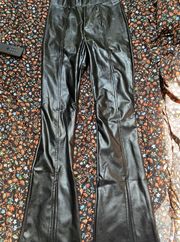 Black Flare Leather Pants
