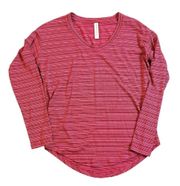 Athleta Size XS Cloudlight Stratus Long Sleeve Shirt Scoop Neck Striped Pink