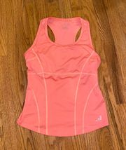 Neon Coral Racerback Athletic Summer Workout Fitted Tank Top Size Small