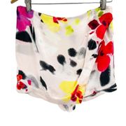 TOPSHOP Multi Blurry Abstract Floral Satin Asymmetrical High Waisted Mini Skort