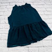 Loft Sleeveless Peplum Top Women's Small Teal Green Ruffle High Neck