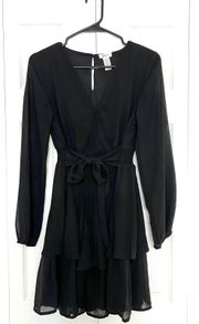 Black Long Sleeve Mini Dress