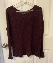 American Eagle  Outfitters red Maroon chunky Knit Sweater Long sleeve shirt