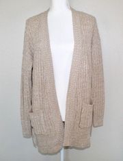 ! Woman’s Oversized Tan Knitted Style Open front Cardigan - Size Small