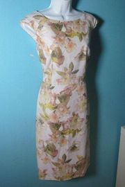 Brooks Brothers Womens Size 8 Spring Summer Floral Pink Tan & Ivory Event Dress