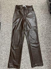 Abercrombie & Fitch Curve Love Vegan Leather Ultra High Rise Straight Pant