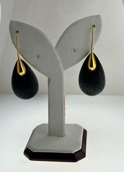 Alexis Bittar Black and Gold Drop Resin Dangle Earrings