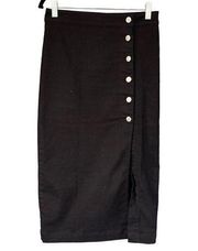 1513 Final Touch Black Button Stretch Pencil Skirt Size Small