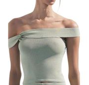 NWT Cult Gaia Kimmy Knit Fitted Off Shoulder Top in Moonstone