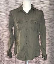 AMERICAN RAG SMALL ARMY GREEN BUTTON DOWN