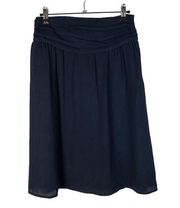 Downeast Navy Blue Drape Waist Knee Length A-Line Skirt XS