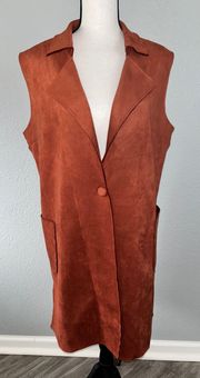 Anthropologie  Sleeveless Cardigan Jacket Women’s XL Soft Faux Suede