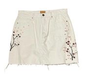 Driftwood Denim Skirt Stef Size 29 White Floral 100% Cotton Womens 31X16