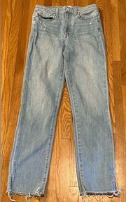 Paige Women’s Hula Distressed Cropped Frayed Hem Blue Denim Jeans Size 27