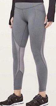 Lululemon Leggings Run Smoothly 7/8 Tights Running gray mesh pockets high  waist