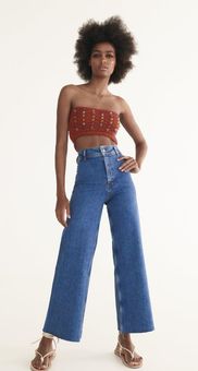 HIGH-WAISTED ZW MARINE STRAIGHT JEANS - Light blue