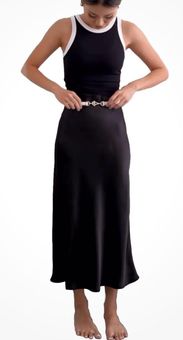 A Line Midi Satin Skirt