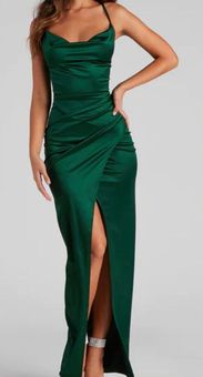 Windsor Chelsea Satin High Slit Formal Dress Green - $38 (41% Off Retail) -  From Lauren