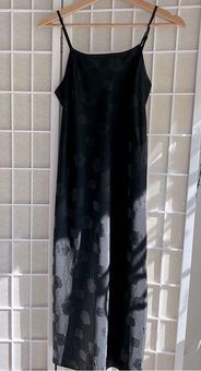 A New Day slip midi dress black floral jacquard spaghetti straps XS - $12 -  From Krista