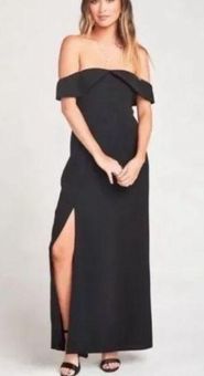 BLACK HIGH-SLIT MAXI DRESS