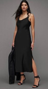 Hadley Cowl Neck Midi Slip Dress Black