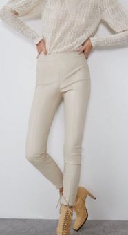 Zara cream faux leather leggings