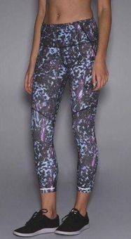 Lululemon All Sport Leggings Floral Sport Tranquil Blue 8 Multiple