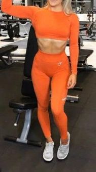 Gymshark Flawless Knit burnt orange seamless leggings size medium