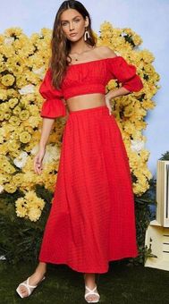 SHEIN Off Shoulder Top & Skirt Set