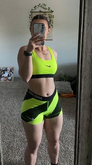 Nike Neon Yellow Sports Bra & Shorts Dri-Fit Set - $50 (61% Off