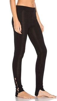 Free People Button Up Legging Black Medium Ribbed Knit Pull On