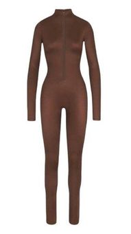 SKIMS All-in-One Shine Mock Neck Long Sleeve One Piece in Cocoa Size 4X  Brown - $114 New With Tags - From Rebecca