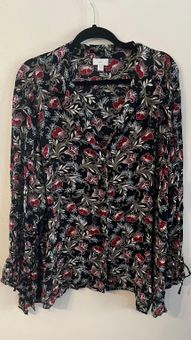 J.Jill Floral Print Button Up Rayon Blouse 3x Multi - $25 - From Kriss