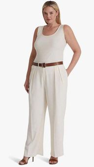 Lauren Ralph Lauren Plus Size Pleated Georgette Wide Leg Pants