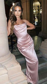 HOUSE OF CB Adrienne Satin Strapless Gown