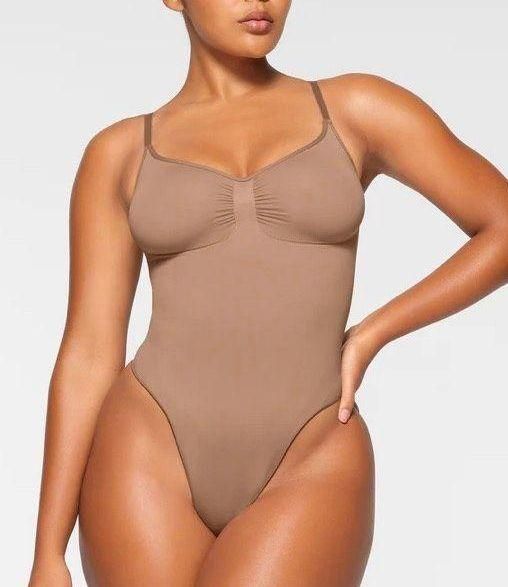 Skims Sculpting Bodysuit with Snaps - tan