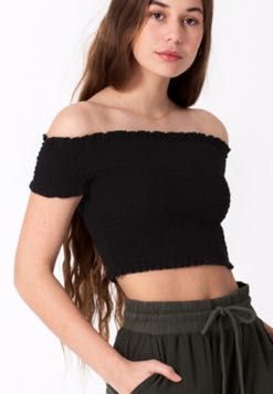 Hollister black smocked off surpreende shoulder